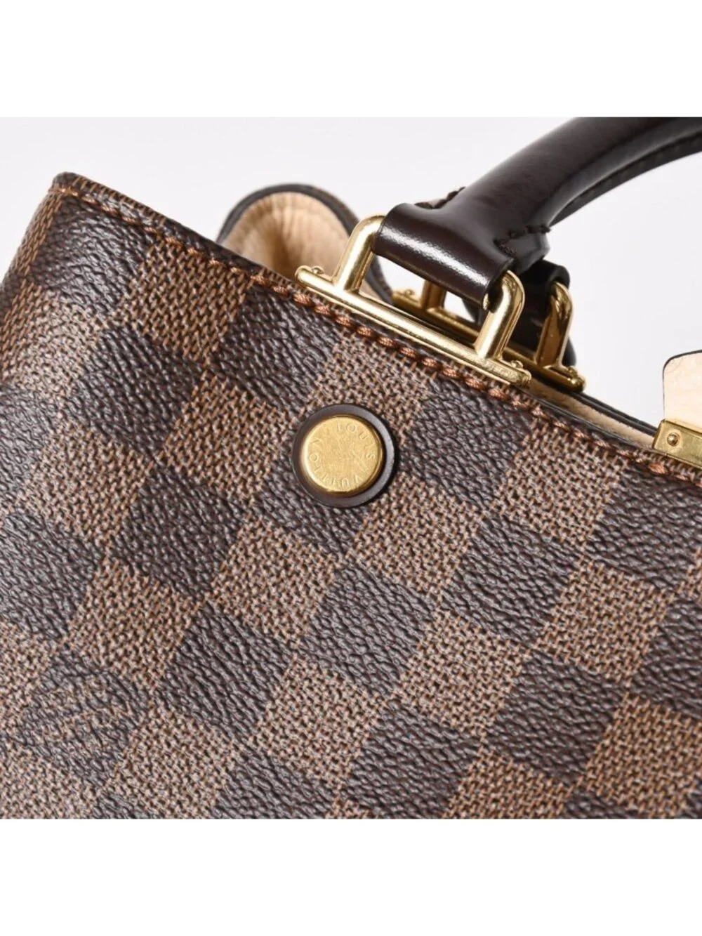 Louis Vuitton Brittany Handbag Damier Canvas Brown Beige Ebene Gold